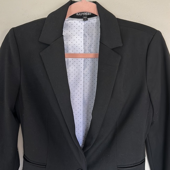 Express Notch Collar One Button Blazer - Black - 2 - Picture 3 of 13